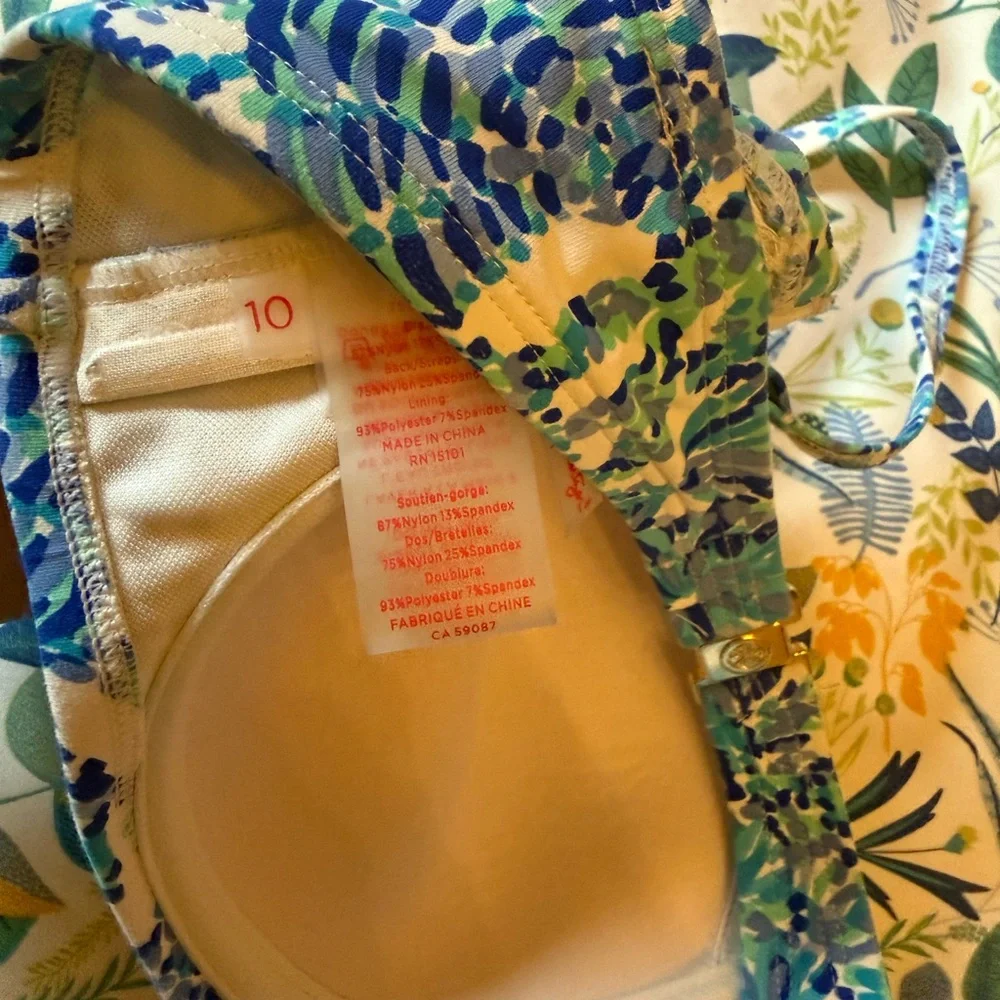 Lilly Pulitzer 3 pc Swimwear - Turquoise Oasis Shell Me You Love Me - Picture 3 of 4